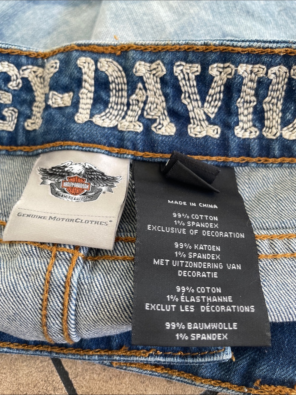 Harley-Davidson Light Blue Distressed Denim Mini Skirt 6 - Picture 7 of 8